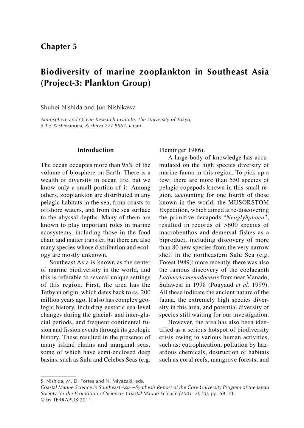 Biodiversity of Marine Zooplankton in Southeast Asia (Project-3: Plankton Group)