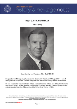 Major D. G. M. MURPHY AM