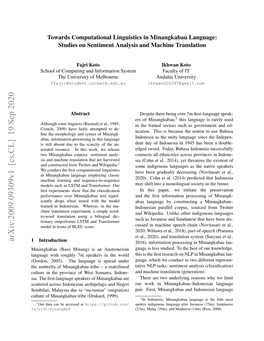 Towards Computational Linguistics in Minangkabau Language: Studies on Sentiment Analysis and Machine Translation