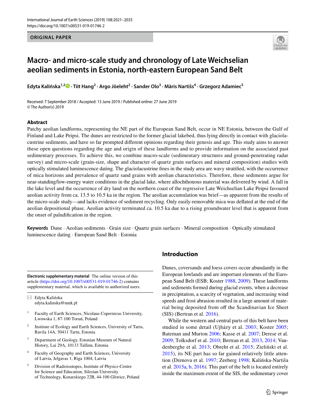 And Micro-Scale Study and Chronology of Late Weichselian Aeolian