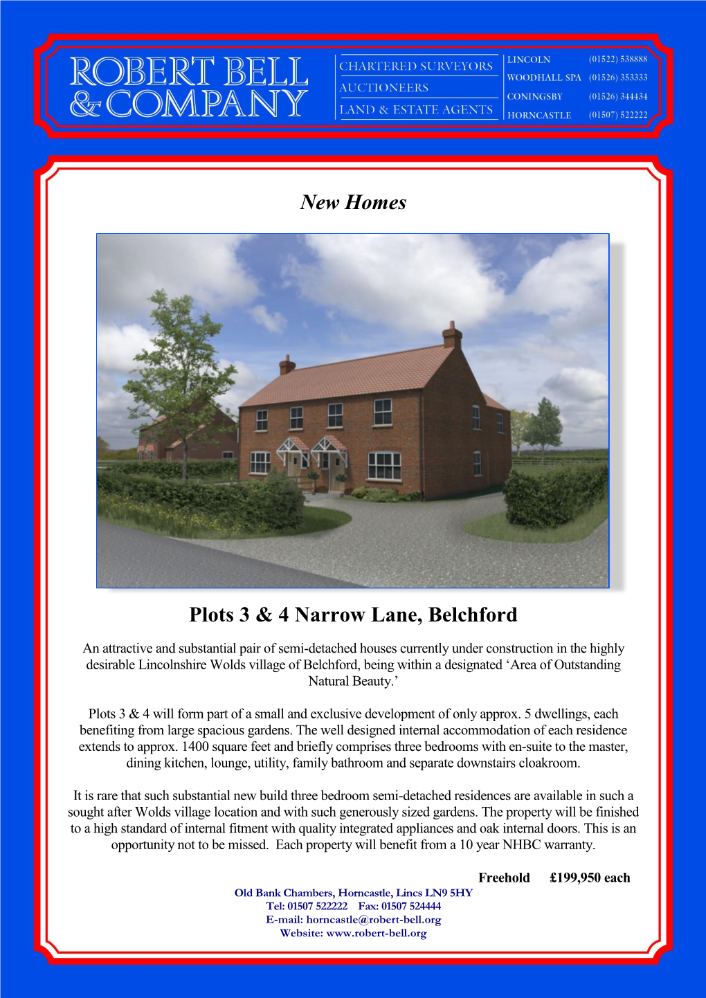 New Homes Plots 3 & 4 Narrow Lane, Belchford