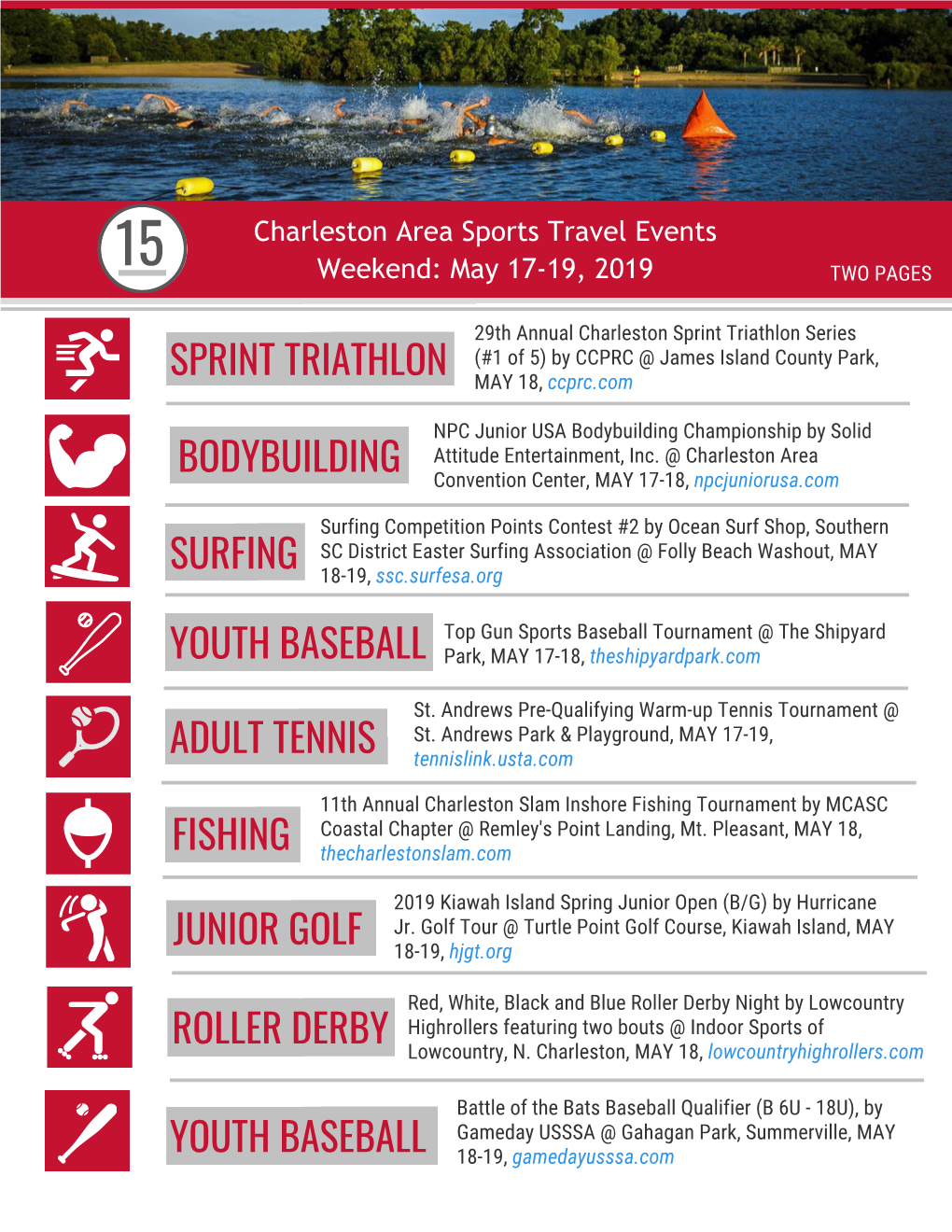 Sprint Triathlon Surfing Bodybuilding Adult Tennis Fishing Junior Golf Roller Derby Youth Baseball