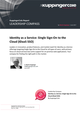 Identity As a Service: Single Sign-On to the Cloud (Idaas SSO)