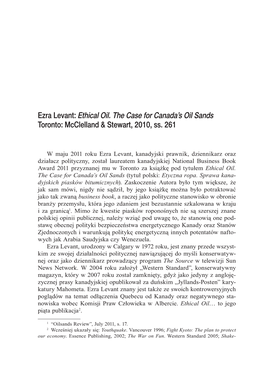 Ezra Levant: Ethical Oil. the Case for Canada's Oil Sands Toronto