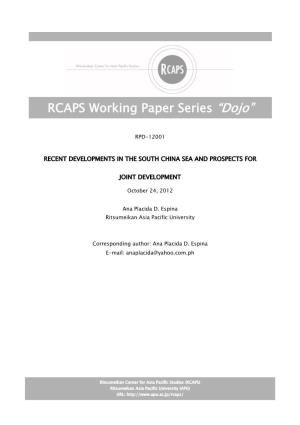 RCAPS Working Paper Series “Dojo”