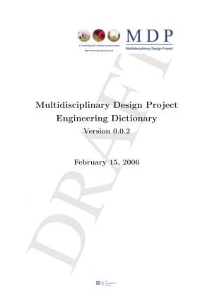 Multidisciplinary Design Project Engineering Dictionary Version 0.0.2