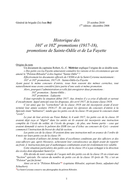 (1917-18), Promotions De Sainte-Odile Et De La Fayette