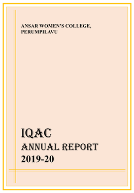 Annual Report 2019-20 Ansar Women’S College, Perumpilavu