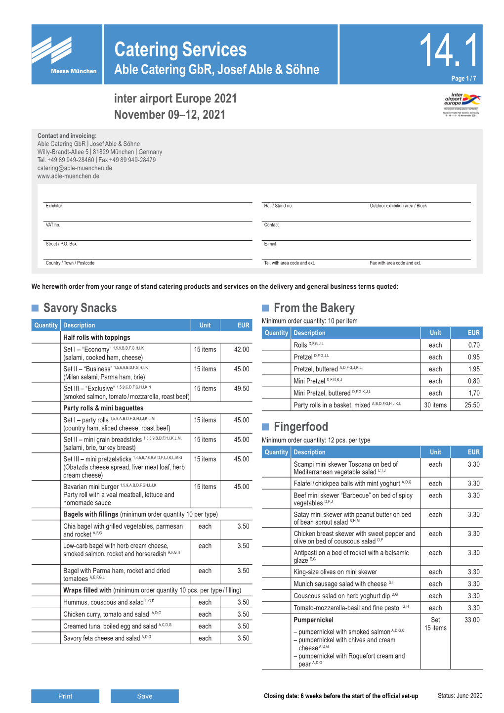 Catering Services Able Catering Gbr, Josef Able & Söhne 14.1 Page 1 / 7