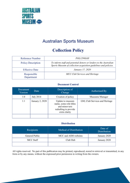 ASM Collection Policy
