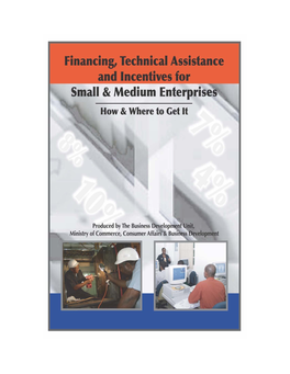 Handbook Financing, Technical Assistance and Other Incentives For