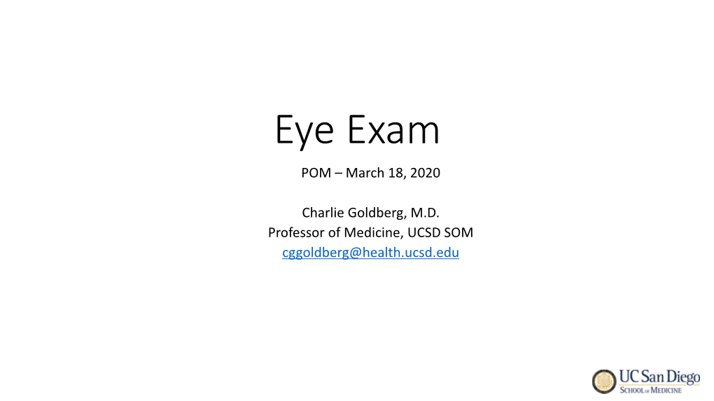 Eye Exam POM – March 18, 2020