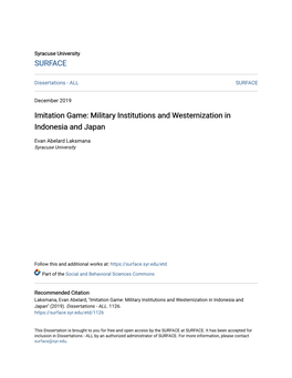 Imitation Game: Military Institutions and Westernization in Indonesia and Japan