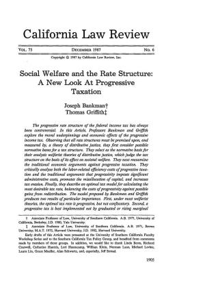 Social Welfare and the Rate Structure: a New Look at Progressive Taxation