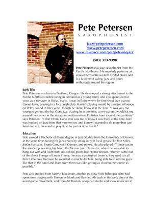 Pete Petersen S a X O P H O N I S T