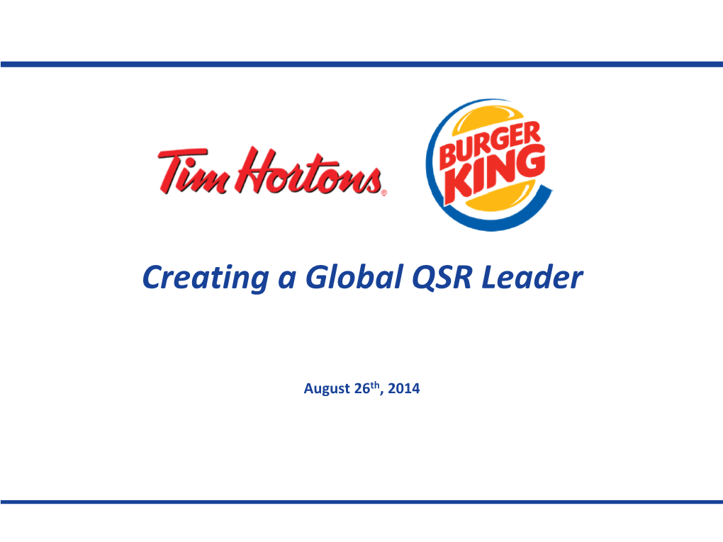 Creating a Global QSR Leader