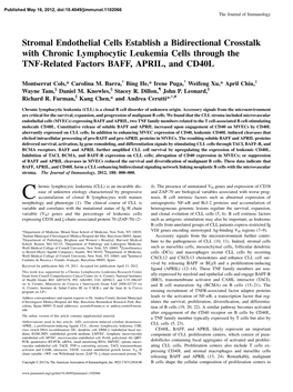 CD40L TNF-Related Factors BAFF, APRIL, and Lymphocytic Leukemia