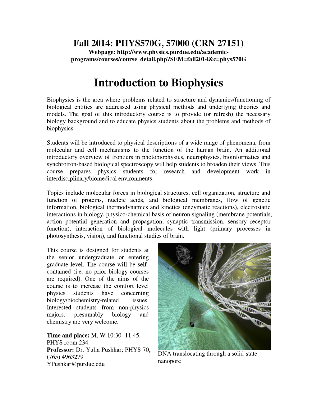 Introduction to Biophysics