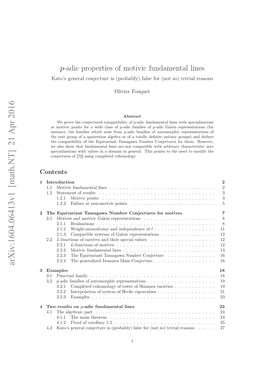$ P $-Adic Properties of Motivic Fundamental Lines (Kato's