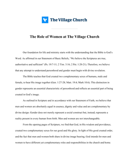 The Role of Women at the Village Church