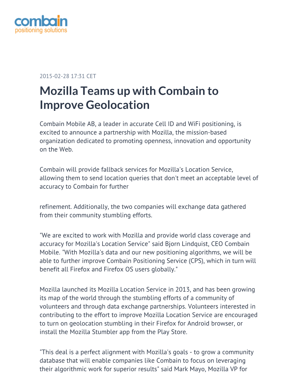 Mozilla Teams up with Combain to Improve Geolocation