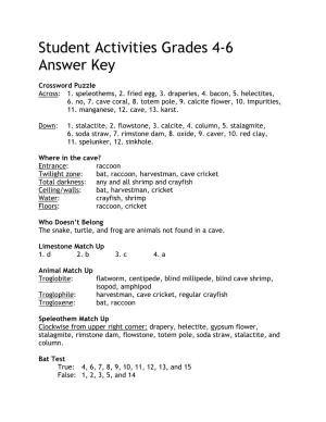 Student Activities Grades 4-6 Answer Key