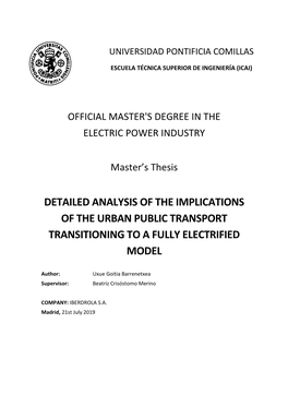 Detailed Analysis of the Implications of the Urban Public Transport Transitioning to a Fully Electrified