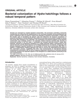 Bacterial Colonization of Hydra Hatchlings Follows a Robust Temporal Pattern