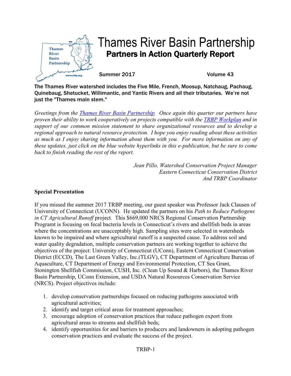 Thames River Basin Partnership Partners in Action Quarterly Report