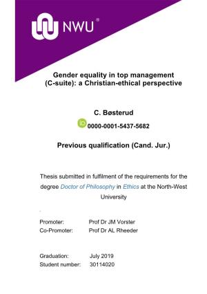 Gender Equality in Top Management (C-Suite): a Christian-Ethical Perspective