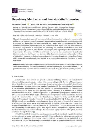 Regulatory Mechanisms of Somatostatin Expression