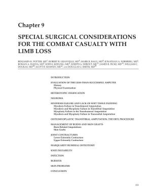Chapter 9 SPECIAL SURGICAL CONSIDERATIONS for the COMBAT CASUALTY with LIMB LOSS