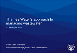 Thames Water's Approach to Managing Wastewater
