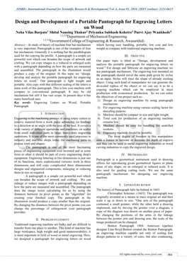 Design and Development of a Portable Pantograph for Engraving