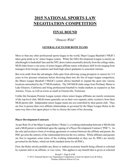 2015 National Sports Law Negotiation Competition