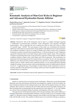 Kinematic Analysis of Mae-Geri Kicks in Beginner and Advanced Kyokushin Karate Athletes