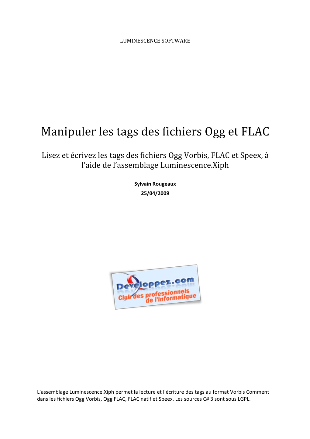 Manipuler Les Tags Des Fichiers Ogg Et FLAC