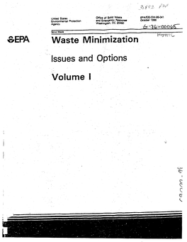 Waste Minimization Issues and Options Volume I