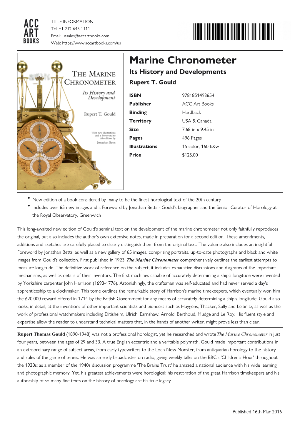 Marine Chronometer Datasheet