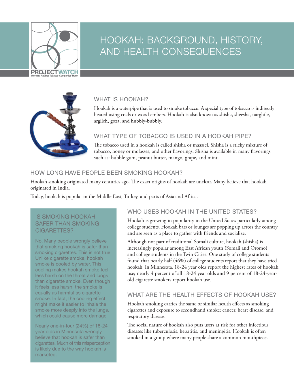 Hookah Factsheet