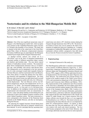 Neotectonics and Its Relation to the Mid-Hungarian Mobile Belt