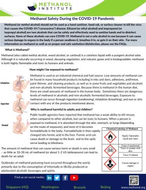 Methanol Safety During the COVID-19 Pandemic