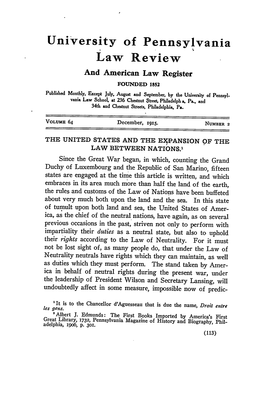 The United States and the Expansion of the Law Between Nations