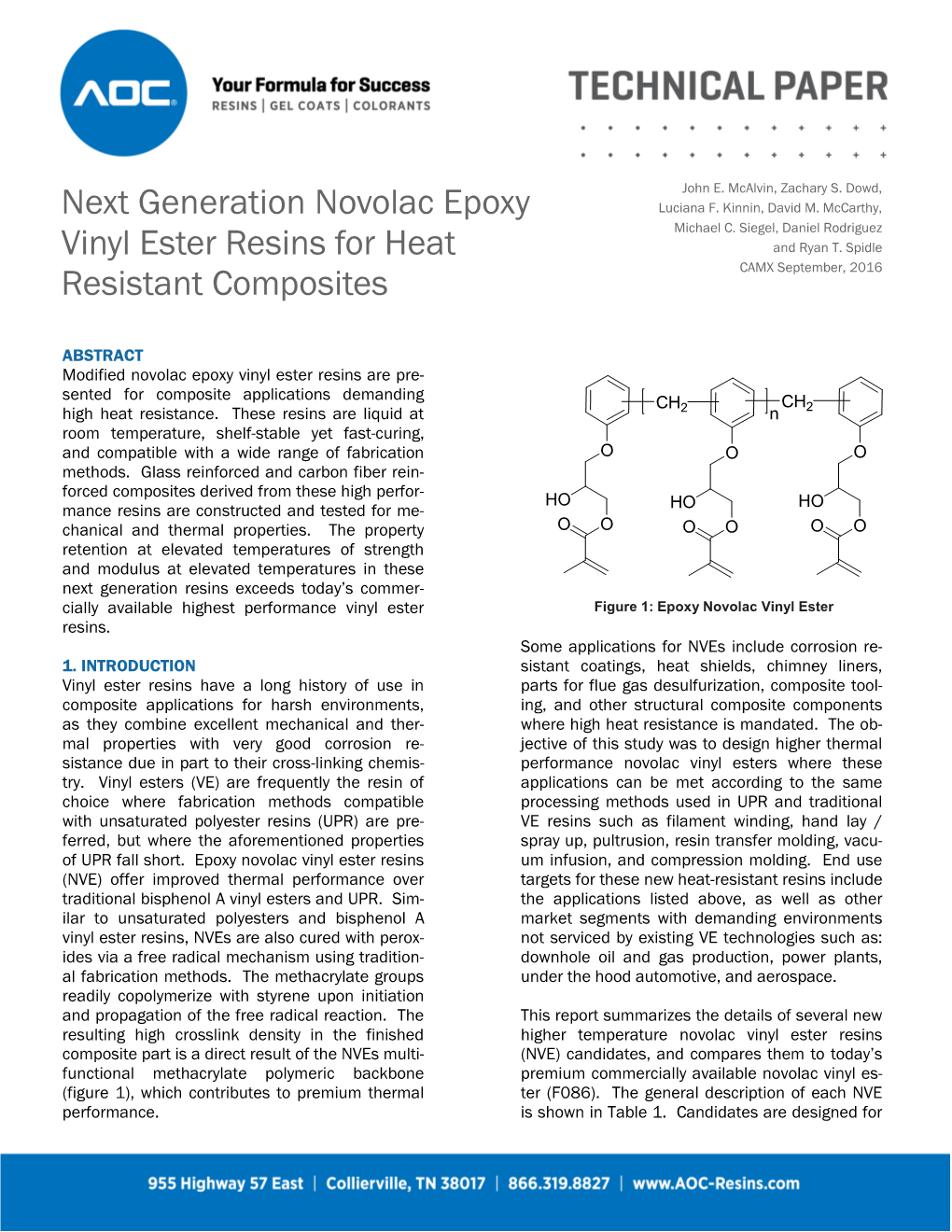 Next Generation Novolac Epoxy Vinyl Ester Resins for Heat Resistant