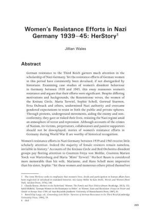 Women's Resistance Efforts in Nazi Germany 1939–45: Herstory1