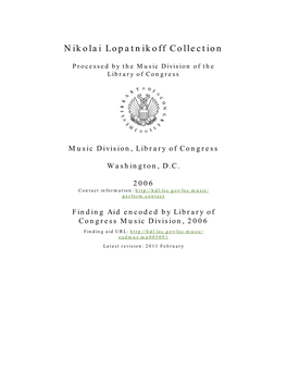 Nikolai Lopatnikoff Collection