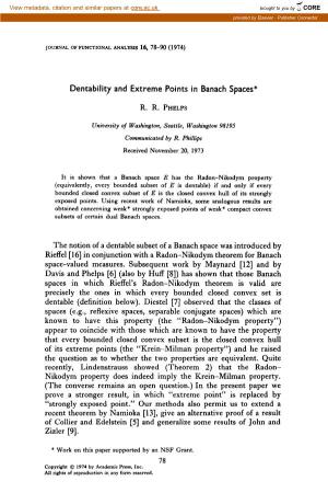 Dentability and Extreme Points in Banach Spaces*