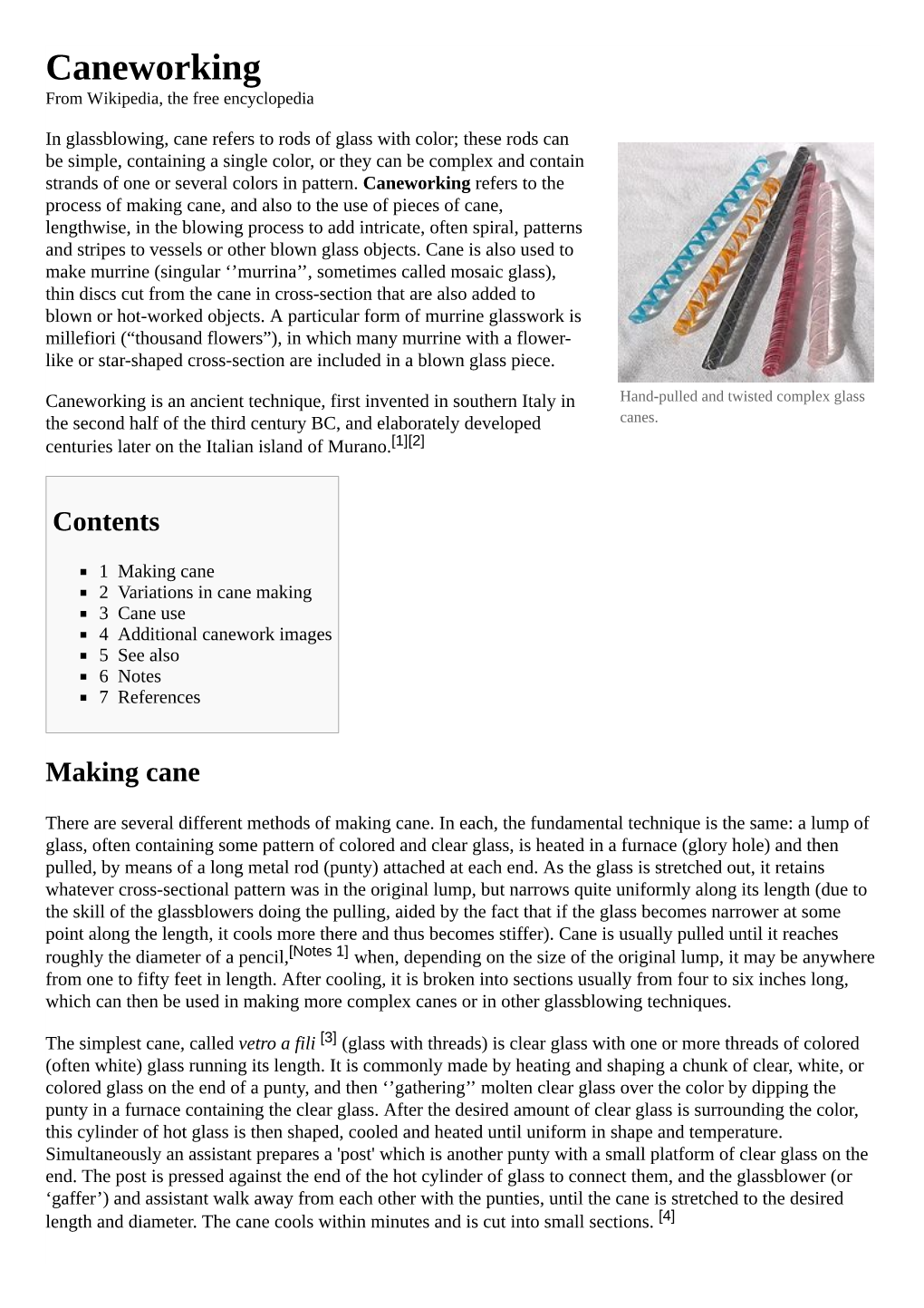 Caneworking from Wikipedia, the Free Encyclopedia