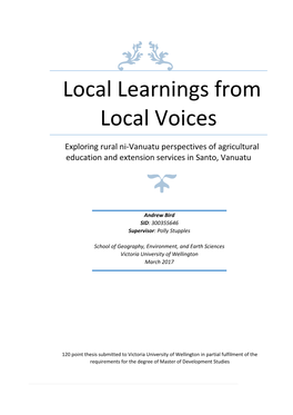 Local Learnings from Local Voices