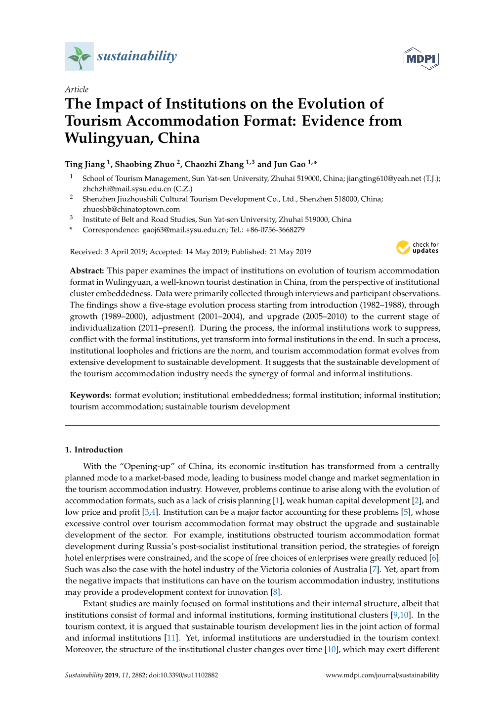 The Impact of Institutions on the Evolution of Tourism Accommodation Format: Evidence from Wulingyuan, China
